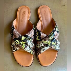 Madewell The Skyler Slide Sandals In Snake Embossed Leather 8-8.5